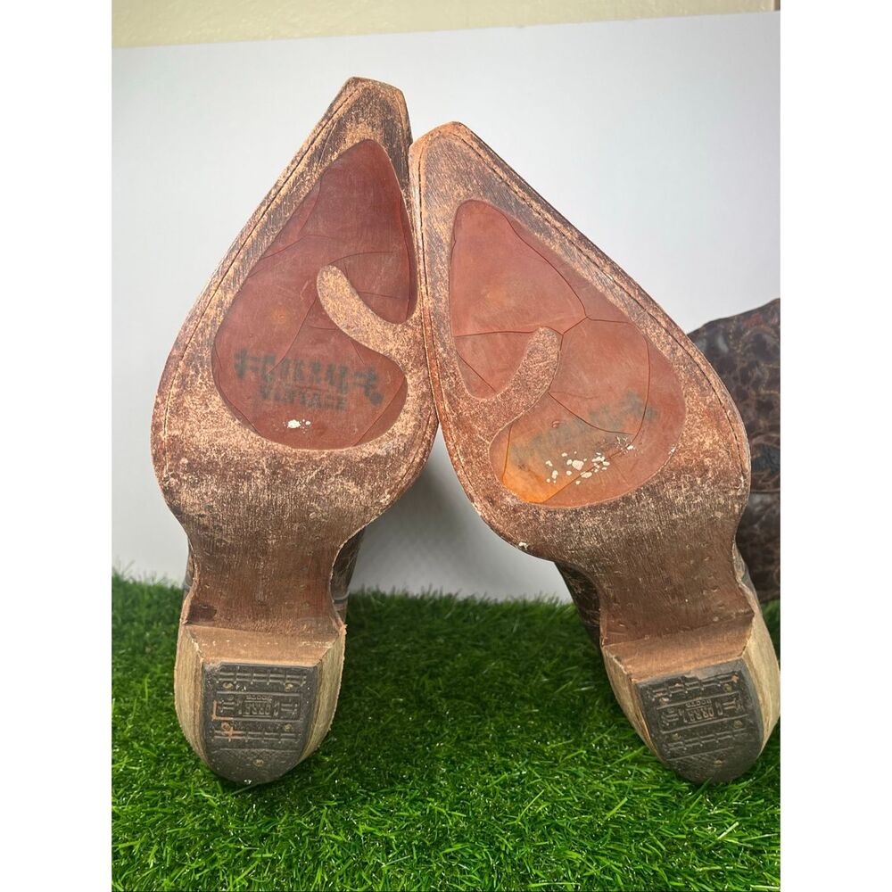 Corral Western Cowboy Boots Women Size 10 Brown Distressed Embroidered Snip Toe - Picture 7 of 9